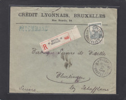 PERFIN/PERFORES/FIRMENLOCHUNG. CREDIT LYONNAIS,BRUXELLES. LETTRE RECOMMANDEE POUR LA SUISSE,1912. - 1909-34