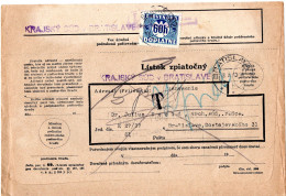 L78361 - Slowakei - 1940 - Unfrank OrtsRSchBf M 60h Portomarke EF BRATISLAVA, Unzustellbar Zurueck An LG Bratislava - Covers & Documents