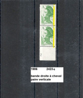 Variété Paire De 1986 Neuf** Y&T N° 2423e Avec 1 Bande Droite à Cheval - Unused Stamps