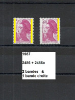 Variété De 1987 Neuf** Y&T N° 2486 & 2486a 2 Bandes & 1 Bande Droite - Unused Stamps