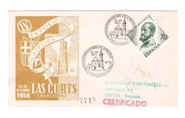 IV EXPOSICION LAS CORTS BARCELONA 1958 - SOBRE CON SELLOS Y SELLOS DE EVENTO - Maschinenstempel (EMA)