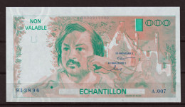 Probedruck Testbanknote Specimen Frankreich 1988 Echantillion Balzac Mit Signatur Und Seriennummer - Fiktive & Specimen