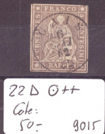 TIMBRE RAPPEN - No 22D TOP OBLITERATION   GAIS - COTE: 50.- - Used Stamps