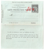 Carte Lettre Entier Pneumatique 30c/60c Chaplain Yv 2551 Mill 129 Surcharge Incompléte  E26 - Pneumatische Post