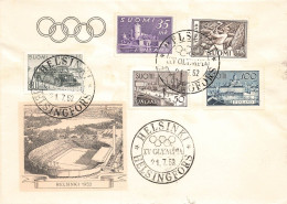 FINLANDE. FDC. OLYMPIC GAMES. HELSINKI. 21 7 52   / 2 - Covers & Documents