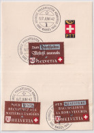 Zum. 254-256 /Mi. 405-407 Serie Auf PTT-Faltblatt Mit Sonderstempel SCHWEIZ PHILATELISTEN KONGRESS BASEL 1942 - Briefe U. Dokumente