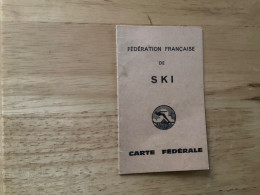 FÉDÉRATION FRANÇAISE DE SKI Carte Fédérale  FFS  Comité PARIS  Année 1965 - Cartes De Membre