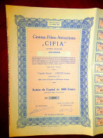 Cinéma Films Attractions CIFIA, Anvers 1955 Belgium  Sharecertificate - Cinéma & Theatre