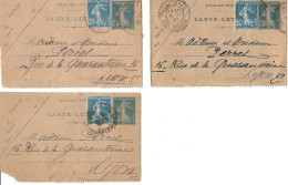 FRANCE ANNEE1907/1939 LOT DE 3 ENTIERS TYPE SEMEUSE CAMEE N° 140 CL1  TB DATE : 452  - Kartenbriefe