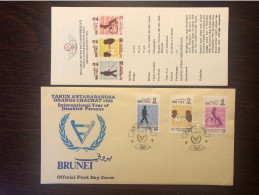 BRUNEI FDC COVER 1981 YEAR DISABLED PEOPLE BLINDNESS SIGN LANGUAGE HEALTH MEDICINE STAMPS - Brunei (...-1984)