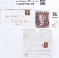 Great Britain 1843 Distinctive Coventry Maltese Cross On Cover To London With 1d Red Plate 25, Also Normal Cross On Cove - Lettres & Documents