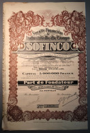 Une Part De Fondateur De La Société Financière Industrielle Du Congo "SOFINCO" - Bank & Insurance