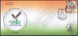India 2024 National Voter's Day, Vote,Election,Flag,Largest Democracy,Finger,Ink,Sp Cover (**) Inde Indien - Lettres & Documents