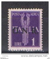 R.S.I.:  1944  P.A. ALLEGORIA  -  SOPRASTAMPA  VERONA  -  £. 1  VIOLETTO  N.  -  SASS. 121 - Luchtpost