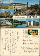 Krefeld Crefeld Mehrbild-AK Mit Burg Linn, Tram Haltestelle  Webeschule  1975 - Krefeld