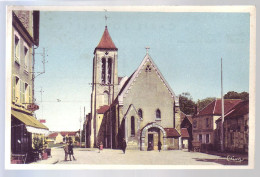 91 - ESSONNES - L'ÉGLISE - PLACE LEON-CASSE - COLORISÉE - ANIMÉE - - Essonnes