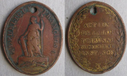 Justice Et Loi ,  Médaille De 1793 , Huissier Au Tribunal De Première Instance, Action De La Loi, Par Maurisset - Firma's