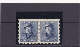 1919-COB 171-V 25c Wit Punt Op Kraag-Point Blanc Sur Le Col Gauc In Paar-en Pair MNH - 1901-1930