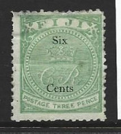 Fiji 1872 6 Cent Surcharge On 3d Green Crown & CR Mint , Faults - Fidji (...-1970)