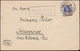 Landpost Ingoldingen über Biberach (Riß) 17.12.45 Brief EF Franz. Zone - Autres & Non Classés