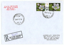 NCP 25 - 4211-a Flowers & RABBIT, Romania - Registered, Stamp With Vignette - 2012 - Lettres & Documents