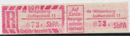 DDR Einschreibemarke Lutherstadt Wittenberg SbPA Postfrisch, EM2B-46-11zII Zh (Mi 2C) - Aangetekende Etiketten