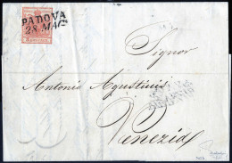 Cover Padova, SD Punti 6, Lettera Del 28.5 Per Venezia Con 3 Kreuzer Rosa Carminio I Tipo Carta A Mano, Cert. Ferchenbau - Lombardo-Venetien