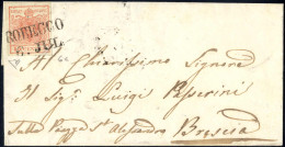 Cover Robecco, SD Punti 9, Lettera Del 6.7 Per Brescia Affrancata Con 15 Cent. Rosa Rosso III Tipo Carta A Mano, Cert. E - Lombardo-Venetien