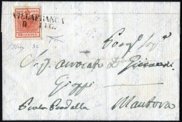 Cover Villafranca, (SD Punti 8), Lettera Del 9.7.1851 Per Venezia Affrancata 15 Cent. Rosa I Tipo Carta A Mano, Firmata  - Lombardije-Venetië