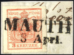 Piece "MAUTH 3. Aprl.", Briefstück Frankiert Mit 3 Kr. Rot, 30 Müllerpunkte, Mi. 3 - Other & Unclassified