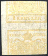 O 1850, 1 Kr. Gelbocker In Type Ib, Doppelseitiger Und Kopfstehender Druck, Entwertet "Landek 11/10", ANK 1a - Other & Unclassified