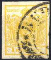 O 1850, 1 Kr. Kadmiumgelb In Type III HP, Entwertet "Budweis", ANK 1c / HP - Autres & Non Classés