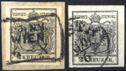 O/piece 1850, 2 Kreuzer Schwarz In Type III Mit Demselben Plattenfehler Bei Der 2 Sowohl Auf Hand- Als Auch Auf Maschine - Other & Unclassified