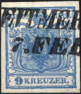 O 1850, 9 Kr. Blau In Type I, P 109, Index 1, Gestempelt, ANK 5 I - Other & Unclassified