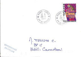 MONACO N° 1659 S/L. DE MONTE CARLO/28.1.89  POUR FRANCE - Covers & Documents