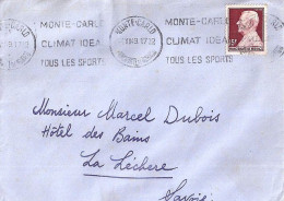 MONACO N° 305B S/L. DE MONTE CARLO/1949  POUR  FRANCE - Brieven En Documenten