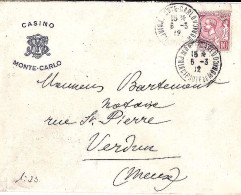 MONACO N° 23 S/L. DE MONTE CARLO/6.3.12 POUR FRANCE + ENTETE  - Lettres & Documents