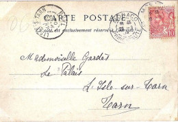 MONACO N° 23 S/CP. DE MONTE CARLO/1904-23 POUR FRANCE - Brieven En Documenten