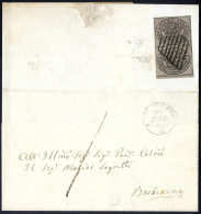 Cover 1852, ½ Baj. Grigio Lilla, Coppia Al Verso Di Lettera Da Viterbo 21.3.1860 Per Barbarano, Rara, Firm. A. Diena, Sp - Etats Pontificaux