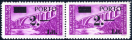 * 1946, Segnatasse "PORTO" 2 L. Su 30 L. Lilla, Soprastampa In Caratteri Diversi, Coppia Orizontale Con Tassello I E III - Yugoslavian Occ.: Istria