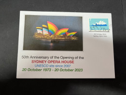 6-5-2024 (4 Z 17) Sydney Opera House Celebrate The 50th Anniversary Of It's Opening (20 October 2023) Old Opera Stamp - Covers & Documents