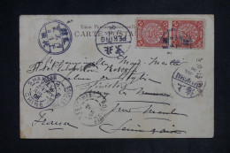 CHINE - Type Dragon X 2 Sur Carte Postale Pour La France  En 1906  - L 152384 - Covers & Documents