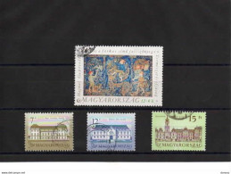 HONGRIE 1991-1992 TAPISSERIE ET CHATEAUX Yvert 3314 + 3330 + 3337 + 3369 Oblitéré Cote : 3.40 Euros - Used Stamps