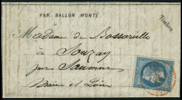 LE BAYARD,  Dépêche Ballon N° 18, Paris, SC En Rouge 28 Déc 70 Pour Souray Maine Et Loire, Au Verso Transit De Saumur 2. - Autres & Non Classés