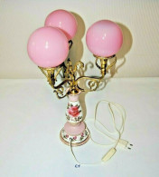 E1 Ancienne Lampe - Art Deco - Boule Rose - Pieds Décorés - Lighting & Lampshades