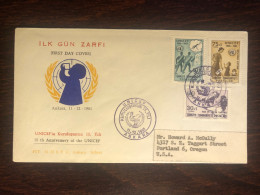 TURKEY FDC COVER 1961 YEAR UNICEF MALARIA HEALTH MEDICINE STAMPS - FDC