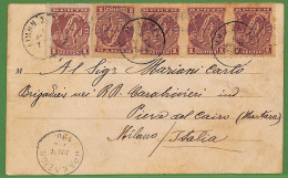 Ad0874 - GREECE - Postal History - Nice Franking On POSTCARD To ITALY 1900's - Covers & Documents
