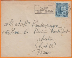 Belgique  4F Bleu Y.et.T.810 SEUL Sur Lettre   1949 Pour  CHATOU S.et.O. Avec Famme SABENA Lignes Aériennes - 1936-51 Poortman