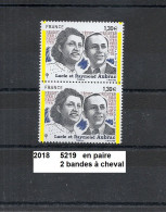 Variété Paire De 2018 Neuf** Y&T N° 5219 Avec 2 Bandes à Cheval - Unused Stamps