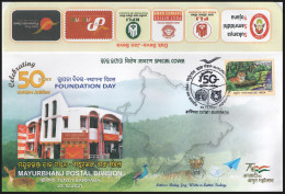 India 2021 Mayurbhanj Foundation Day, Tiger,Peacock,Deer,Map,Nature,Forest,,Special Cover (**) Inde Indien - Lettres & Documents